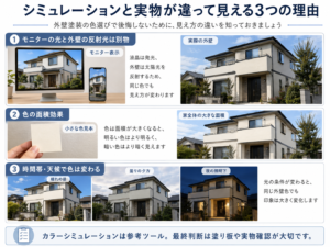 外壁色の見え方が変わる理由を説明した画像
