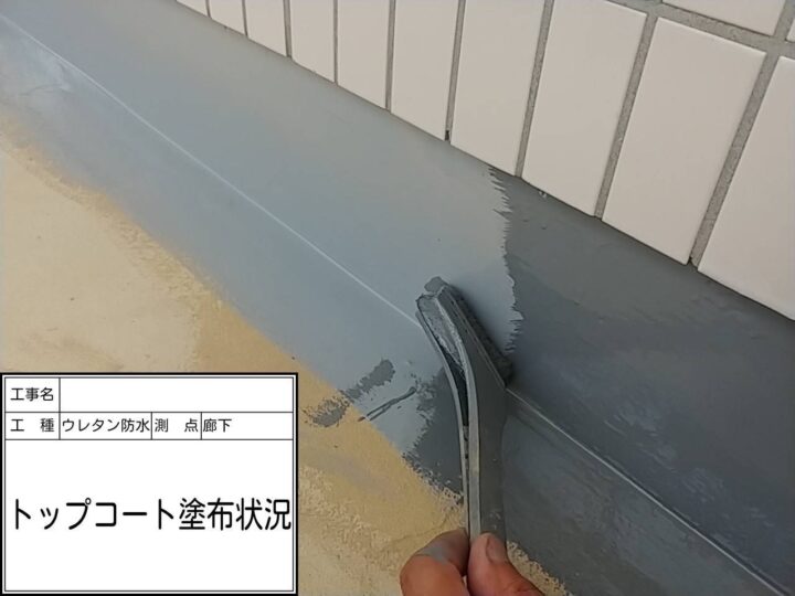 廊下　トップコート塗布