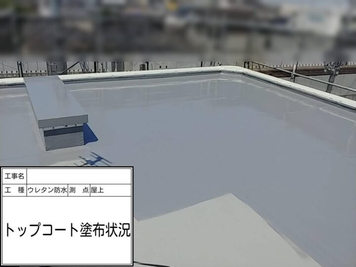 屋上防水　トップコート塗布