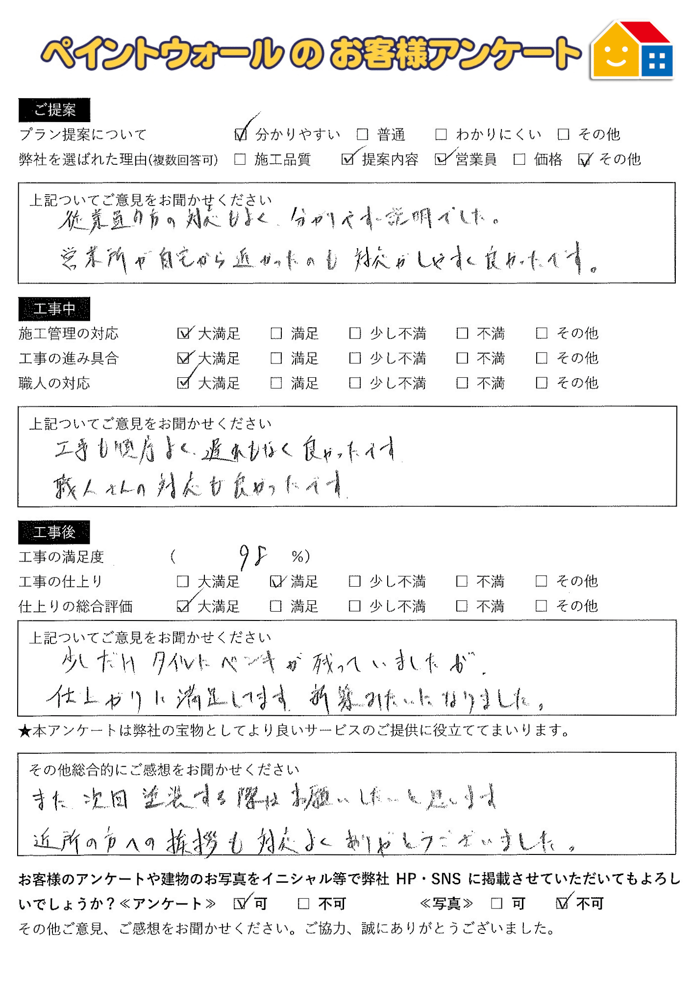 西宮市外壁塗装後のお客様の口コミアンケート_ペイントウォール