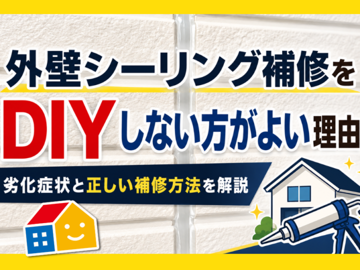 外壁シーリング補修をDIYしない方がよい理由と、劣化症状や正しい補修方法を解説する記事