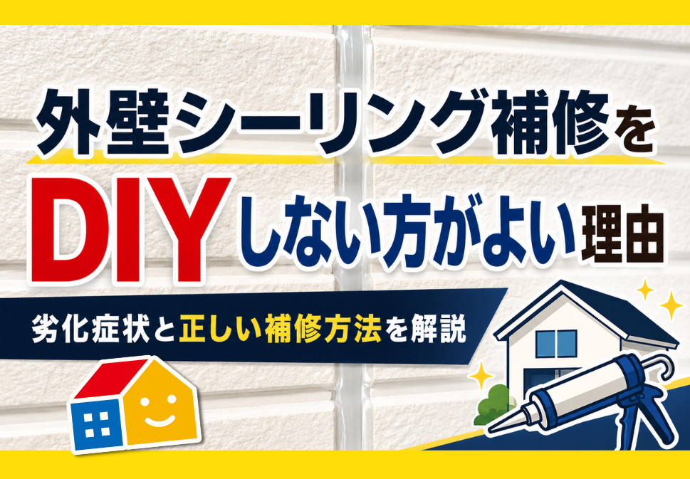 外壁シーリング補修をDIYしない方がよい理由と、劣化症状や正しい補修方法を解説する記事