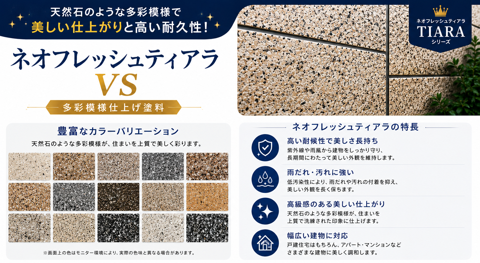 多彩模様塗料ネオフレッシュティアラの仕上がり