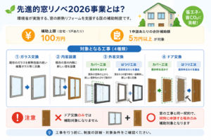 先進的窓リノベ2026事業の補助上限、対象工事、ドア交換の注意点