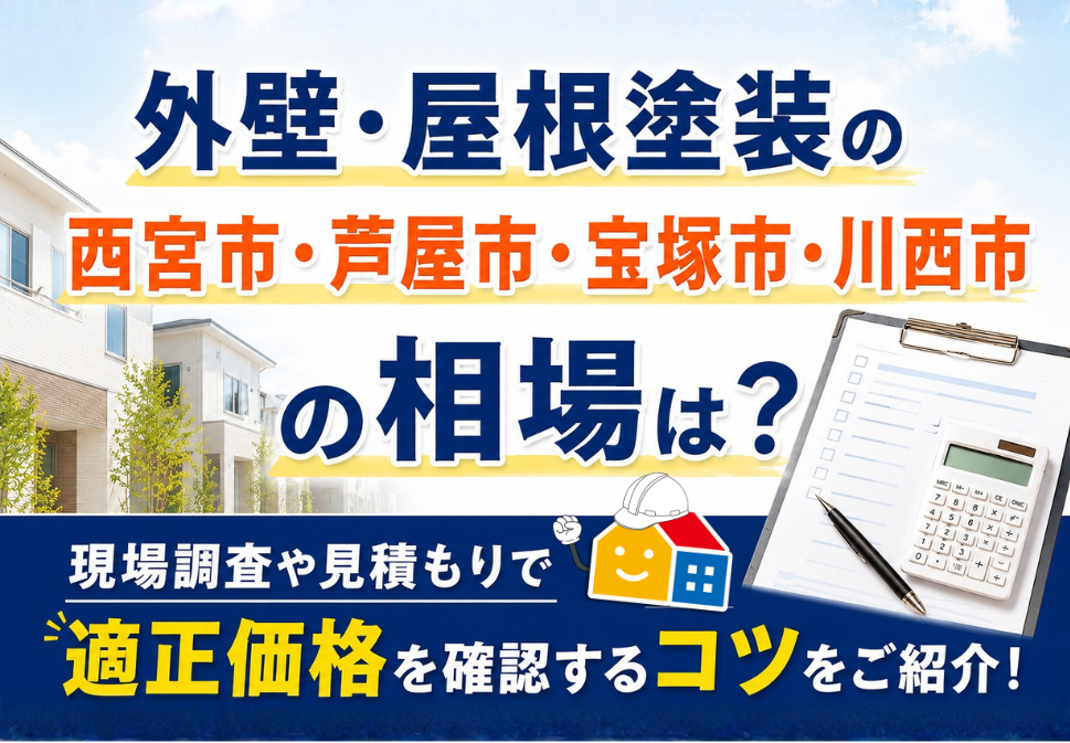 西宮市・芦屋市・宝塚市・川西市の外壁塗装・屋根塗装の相場と適正価格を確認するコツを紹介