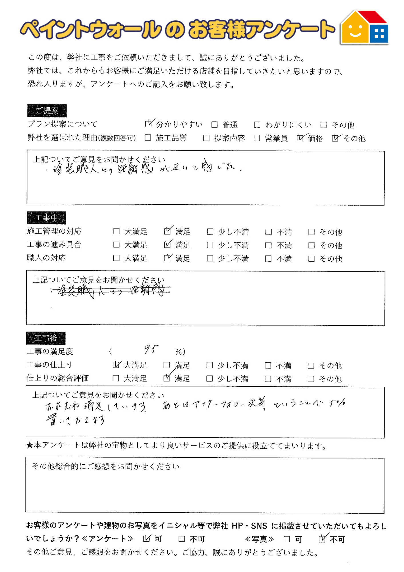 西宮市外壁塗装後アンケート ペイントウォール