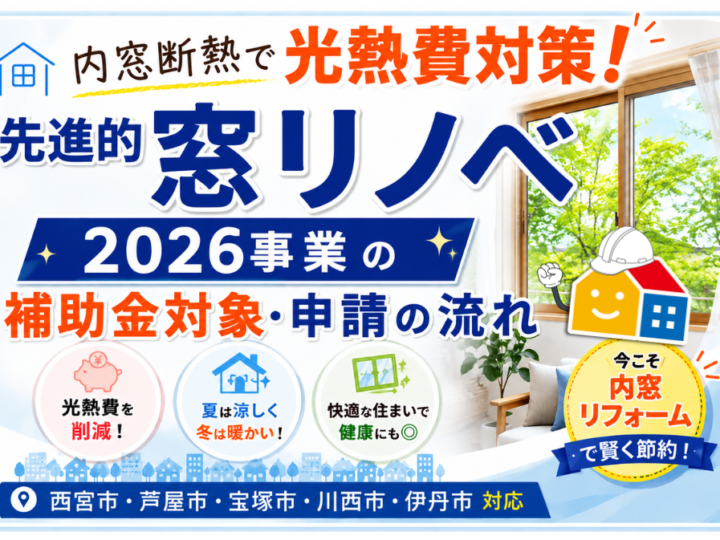 西宮市・芦屋市・宝塚市・川西市・伊丹市対応の先進的窓リノベ2026事業と内窓断熱リフォームの補助金対象・申請の流れを紹介するペイントウォール
